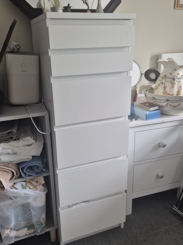 White drawer tall - boy, in