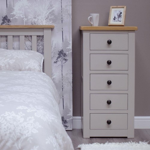 Grey painted tallboy chest - painted,