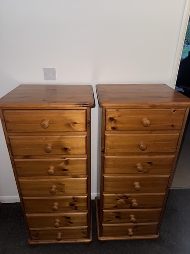 Pair solid pine tallboy chests - solid,