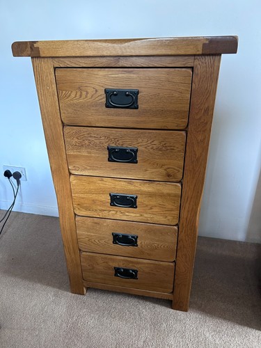 Solid oak drawer tallboy - oak,