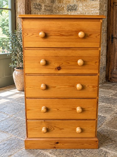 Solid pine tallboy drawer - tallboy, 5
