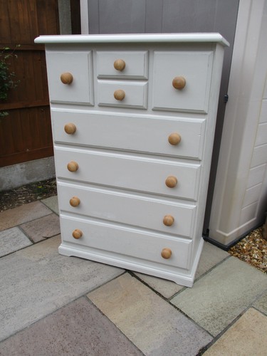 Painted solid pine tall boy