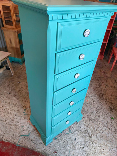 Green painted tall drawer - green,