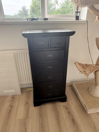 Black wooden tallboy - wooden, of