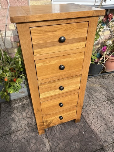Solid oak tallboy - oak, chest
