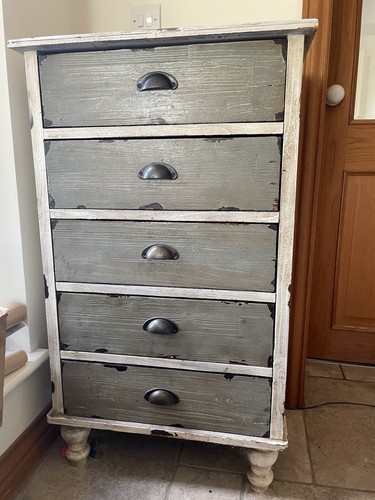 Green rustic tall boy chest - , of
