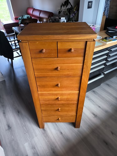 Solid oak chest drawers - chest,