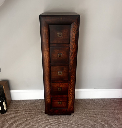 Dark wood tallboy chest - wood, of