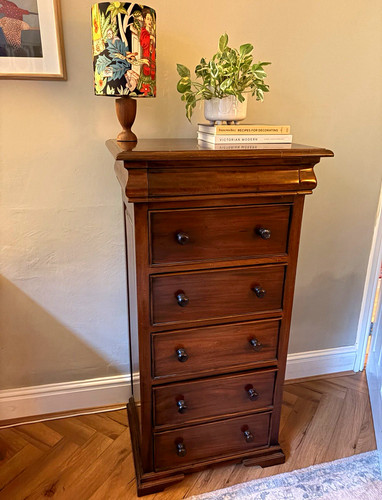 Dark wood tallboy chest - tallboy,